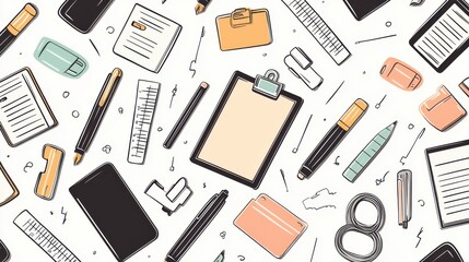 Vibrant Pattern of Colorful School Supplies Creating a Fun Learning Atmosphere