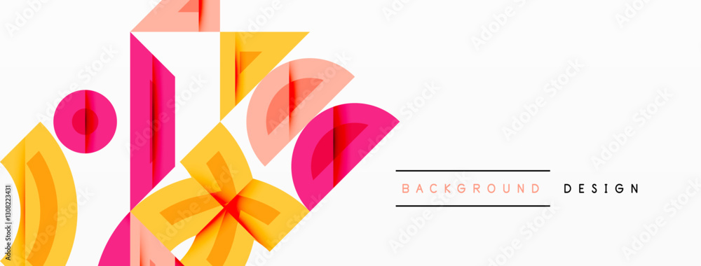 Wall mural abstract geometric background with shapes, featuring circular and rounded elements. bold contrast, s