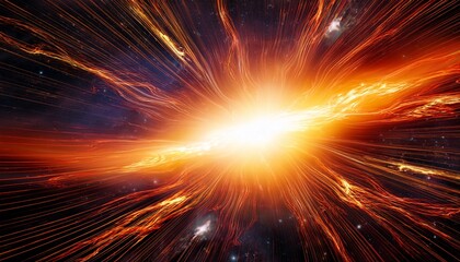 supernova explosion with intense orange flames and energy waves expanding into space depicting cosmic power and stellar transformation