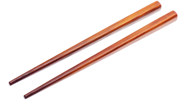 Pair of chopsticks isolated on transparent background, PNG file, sharp and detailed