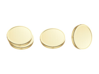 gold coins isolated on transparent background, png file, easy editable image