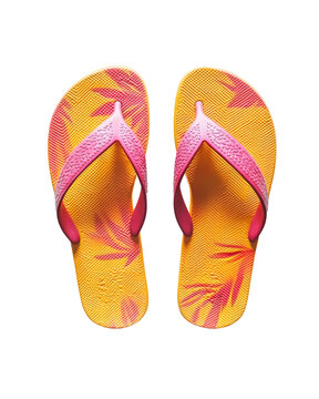 Pair of flip-flops isolated on transparent background, PNG file, beachwear essentials