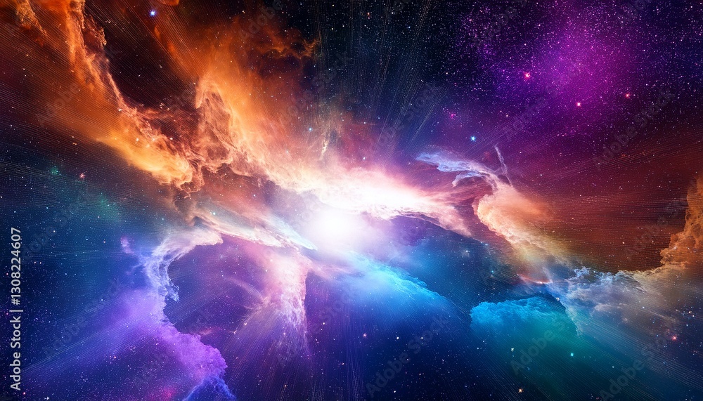 Wall mural beautiful outer space background with colorful nebula ai generated