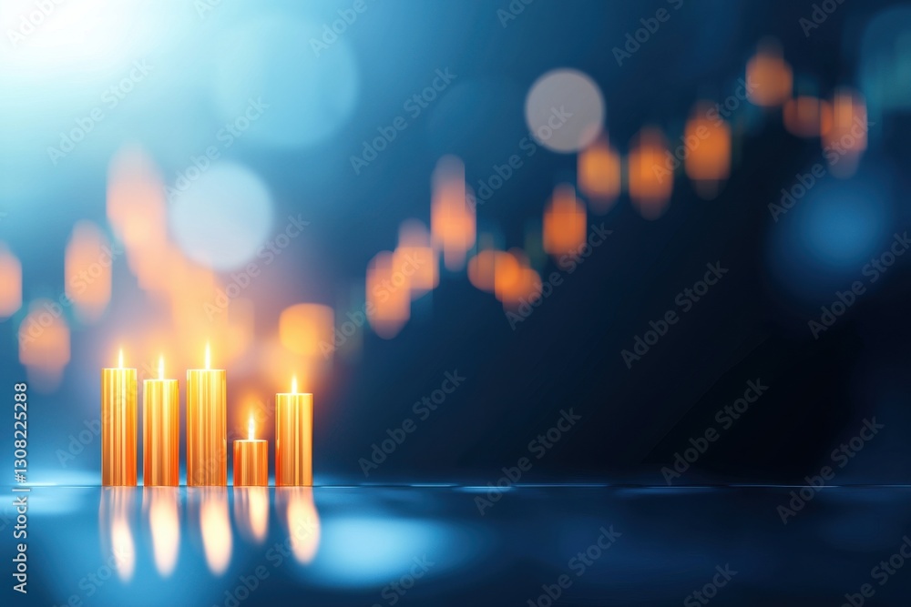 Aufkleber Glowing Candles Reflected in a Tranquil Pool Creating a Serene and Calming Atmosphere for Meditation Relaxation or Festive The Soft Bokeh and Warm Lighting Set a Mystical Spiritual Mood