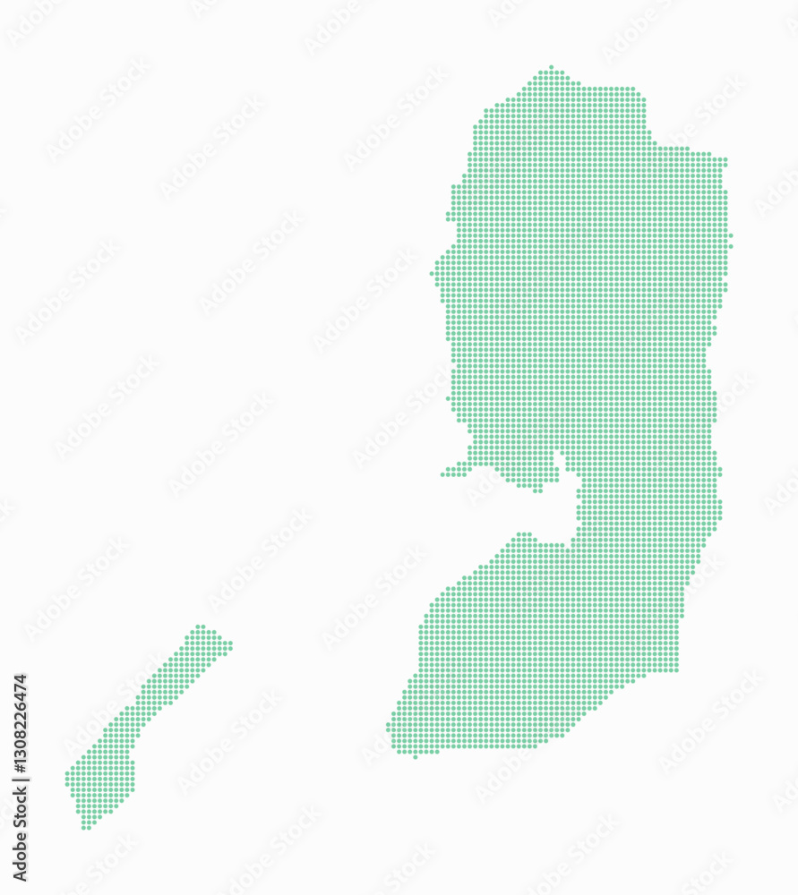 Poster palestine dotted map. digital style map of the country on white background. palestine shape with cir