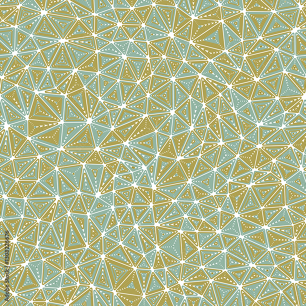 Poster geometric pattern. compact triangles size. multiple repeated inner triangles. multicolored style. re