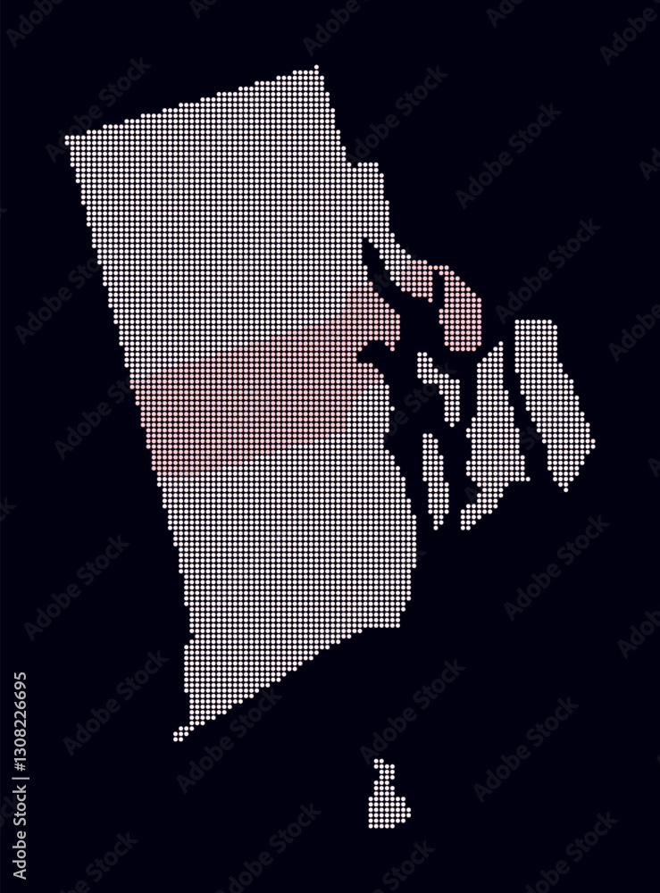 Poster rhode island dotted map. digital style map of the state on dark background. rhode island shape with 