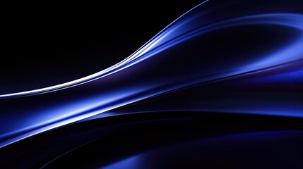 Naklejka premium Elegant Blue Abstract Background with Smooth Lines and Curves for Corporate and Tech-Themed Projects. Dark Backdrop Enhances Futuristic Look and Symbolizes Technology Innovation