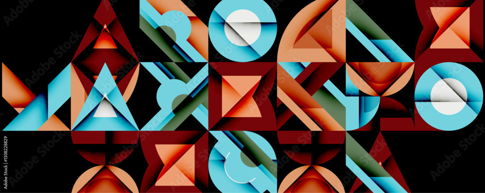 Poster minimal geometric abstract background. circle square and triangle design