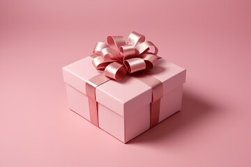 Fototapeta premium there is a white gift box with a pink ribbon on it