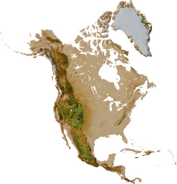 recommend clip art: Colored terrain map of North America