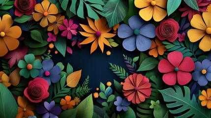 Vibrant Collection of Colorful Flowers Surrounded by Lush Green Leaves