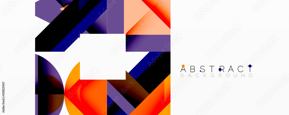 Poster Abstract geometric composition with interlocking circular and angular shapes, featuring smooth gradients and sharp contrasts on a white background