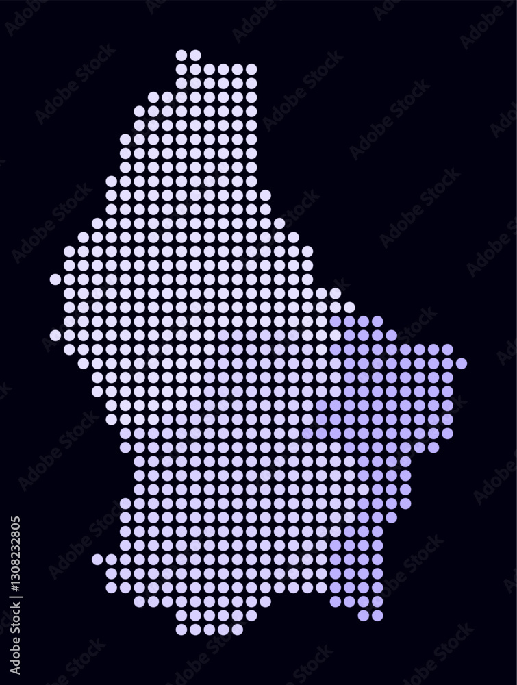 Poster luxembourg dotted map. digital style map of the country on a dark background. luxembourg shape with 
