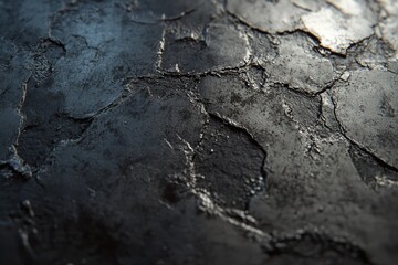 This close-up texture features a rugged, cracked surface with metallic accents, offering an industrial aesthetic ideal for backgrounds and abstract art that seeks depth and character.