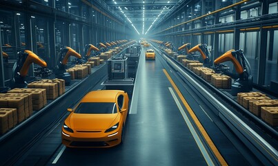 Automated Car Assembly Line in Modern Factory