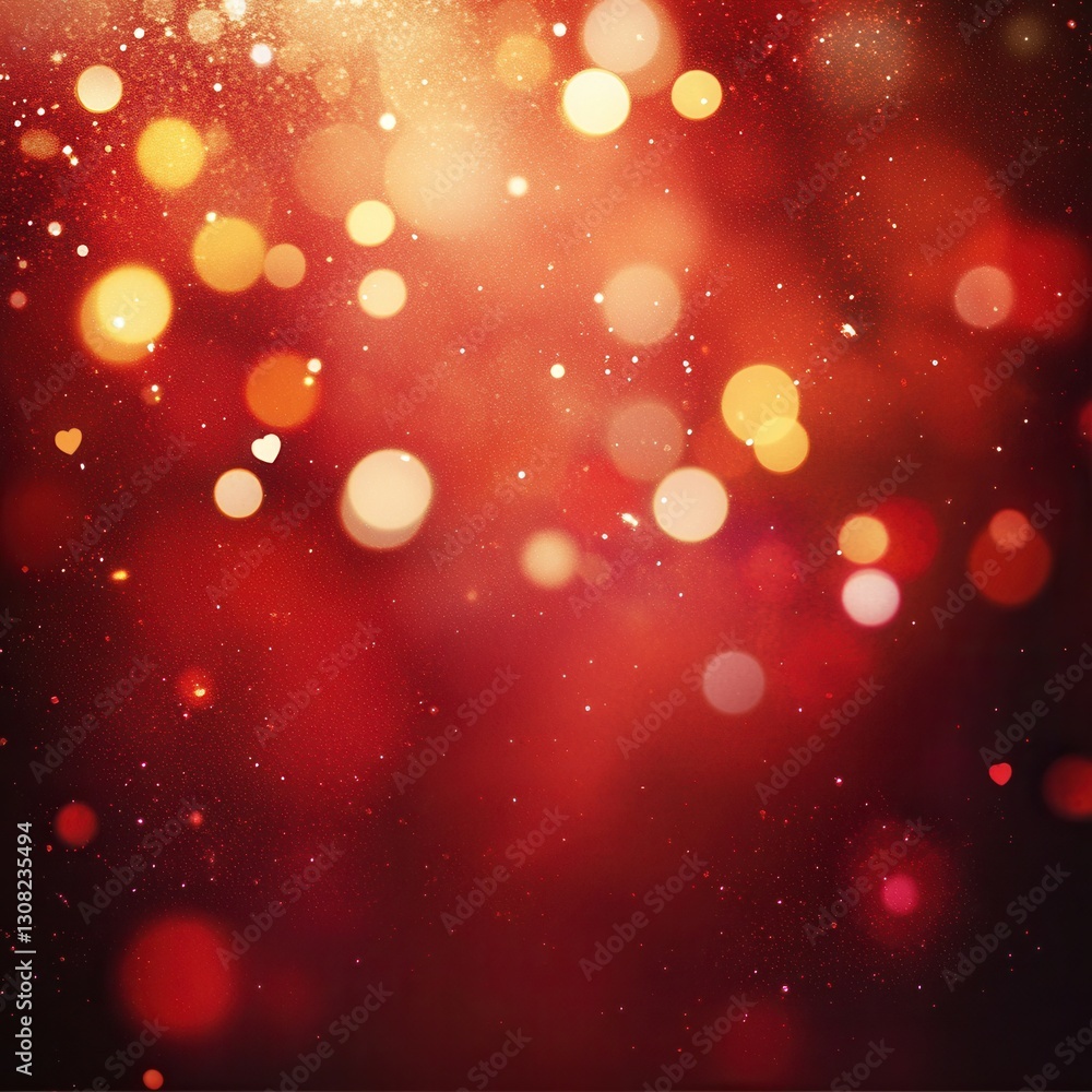 Poster the image features a vibrant red and yellow background, adorned with a multitude of twinkling small 