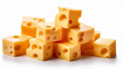 cheese cubes isolated on white background