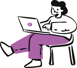 A Vector Hand Draw of Remote Working