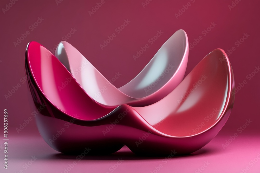 Poster elegant minimalist 3d composition with cherry red and pastel pink forms on a gradient background