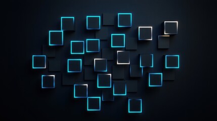 Vibrant Blue and White Background Featuring Geometric Square Patterns