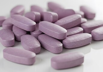 dietary supplement vitamins pills scattering on white background, wallpaper