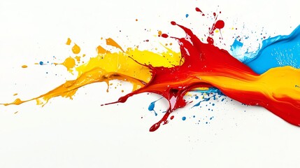 Vibrant paint splashes frozen in motion, dynamic modern artistic design
