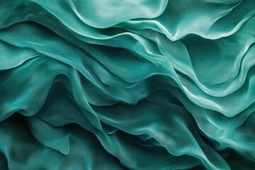 Teal fabric drapes, soft folds, elegant texture, background design