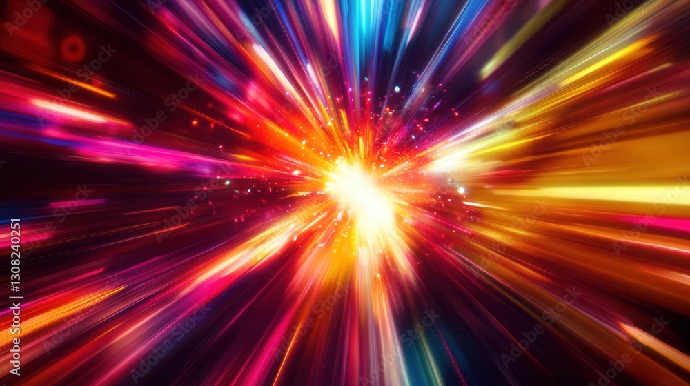 Poster Bright neon colors explode in dynamic movement, creating an abstract background of surprise and energy Generative AI