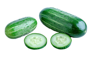 fresh green cucumbers isolated on white background