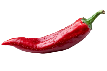 red chili pepper with water drops on white background