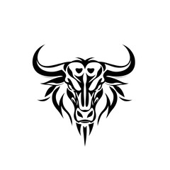 Fototapeta premium Fierce Bull Head Tribal Art - Bold and Strong Illustration