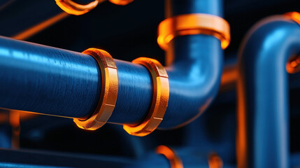 A close-up view of an industrial pipe displaying solid construction and engineering for pipeline systems and networks