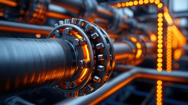 A large industrial pipe showcasing its robust design and functional role in complex piping networks and systems