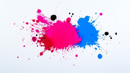 Fototapeta premium Ink splatters on a white canvas with chaotic brush strokes, artistic abstract texture