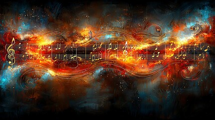 Fiery Music Score for Cosmic Background.