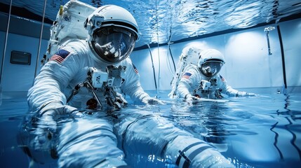 Astronaut Training in Neutral Buoyancy Pool