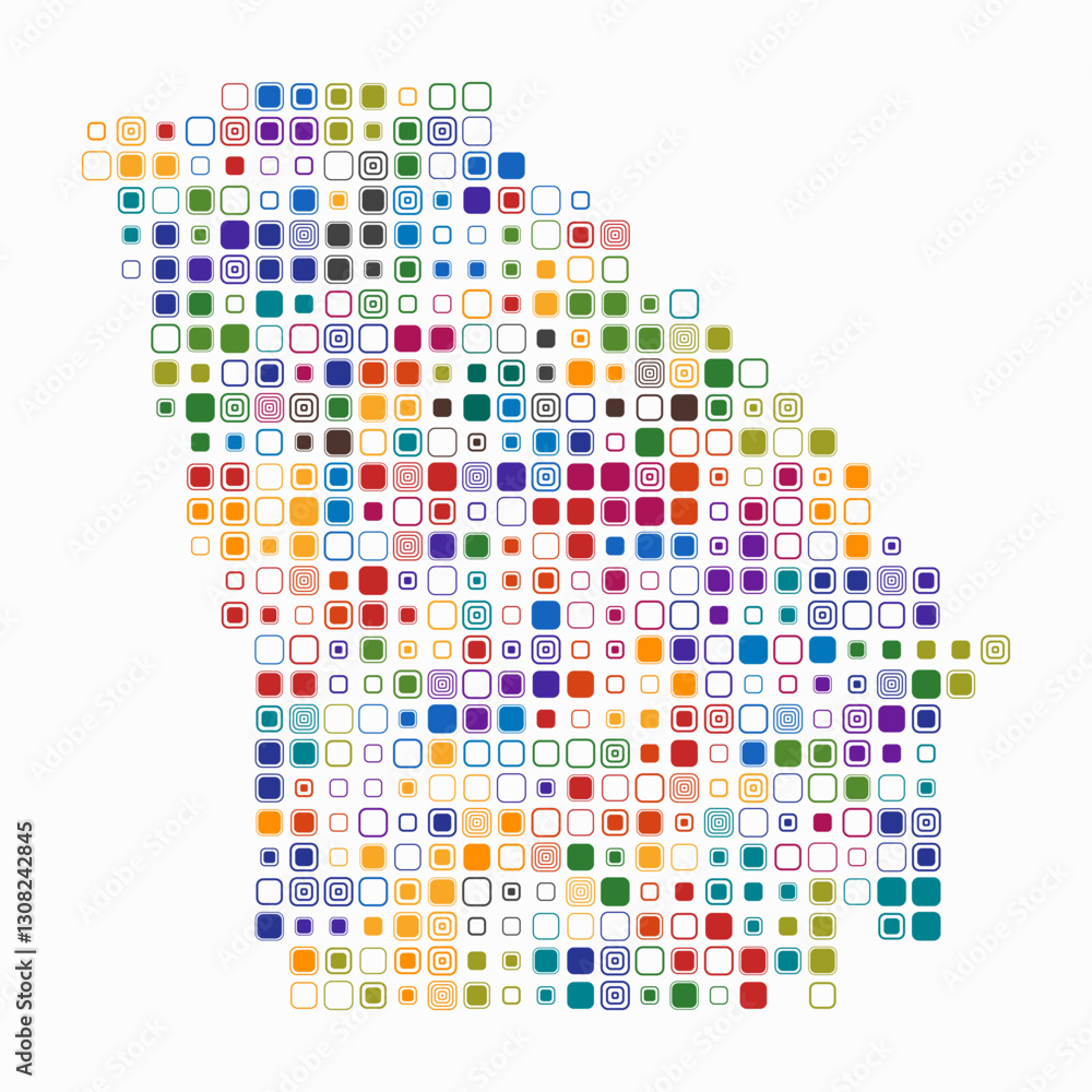 Poster georgia, shape of the state build of colored cells. digital style map of the georgia on white backgr