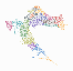 Fototapeta premium Croatia, shape of the country built of colored cells. Digital style map of Croatia on white background. Small size circle blocks. Amazing vector illustration.