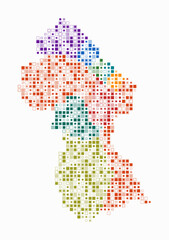 Fototapeta premium Guyana, shape of the country build of colored cells. Digital style map of the Guyana on white background. Small size square blocks. Awesome vector illustration.