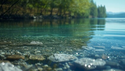 Fototapeta premium Tranquil water ripples reflecting gentle sunlight for a peaceful photographic aesthetic