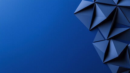 Geometric blue triangle on a solid electric blue background creating a striking visual composition of shapes