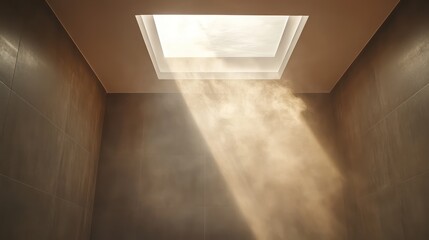 Obraz premium Sunbeam through skylight in modern bathroom