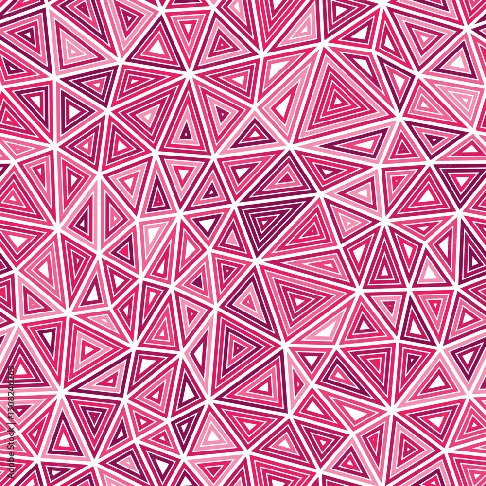 Poster vector seamless pattern. multiple repeated inner triangles. medium shape size. mono tone colored sty