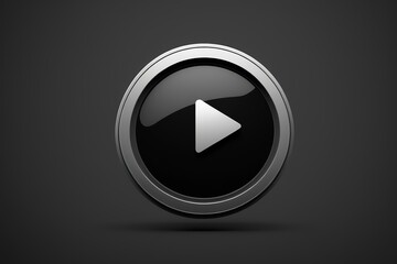 a close up of a black button with a play button on it