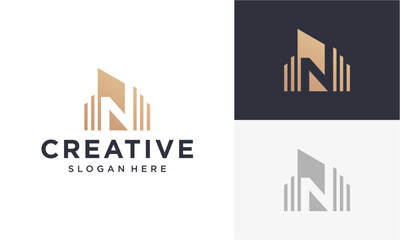 Fototapeta premium real estate initial n vector logo