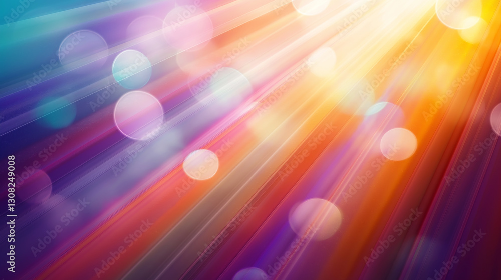 Leinwandbilder Abstract background showing vibrant and colorful light rays with bokeh effect