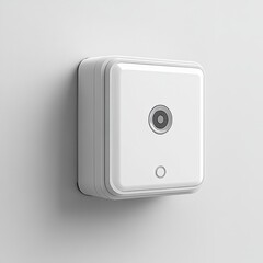 White Square Security Camera Mounted On Wall