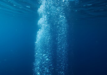 underwater splash bubbles in blue water environment, wallpaper