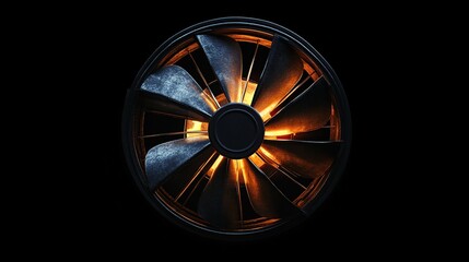 Glowing Metal Fan: A Dark Industrial Design